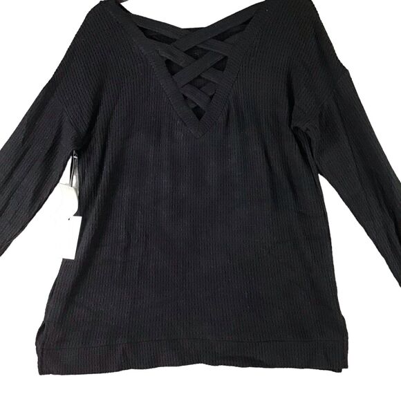 1. State Black Criss Cross Pullover Sweater Long Sleeve Women’s Size M NWT - Picture 3 of 13